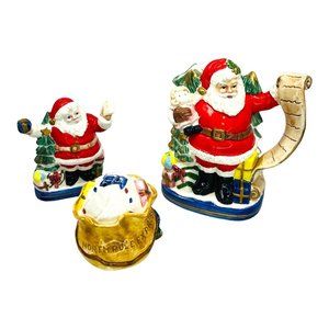 Vintage 1993 OCI Fitz and Floyd Santa Creamer w/Salt and Pepper Shakers Set of 3